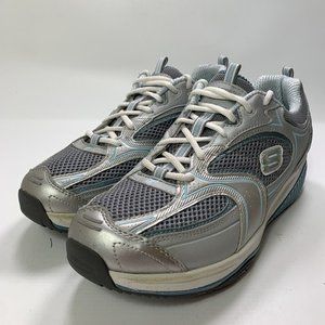 Skechers Shape Ups Silver Blue Womens Size 10